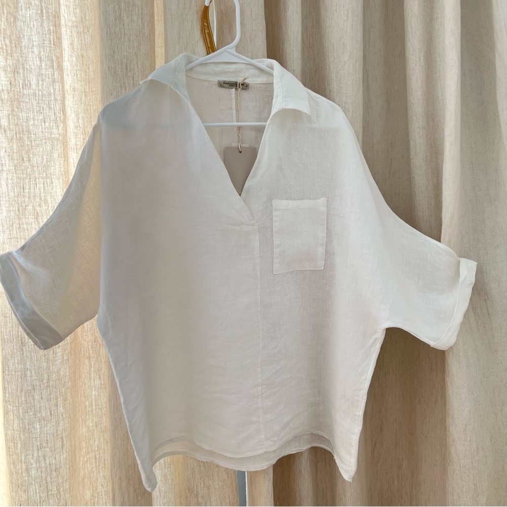 FRANCESCA BETTINI Linen Shirt - Dropped Shoulder Oversized Linen Shirt Small